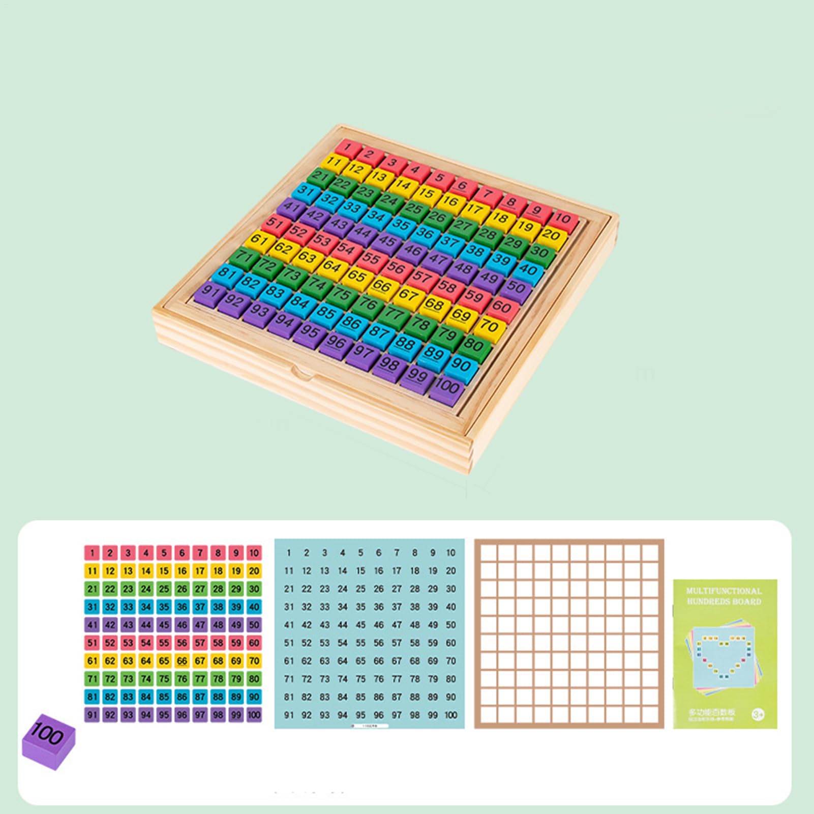 Tableau de chiffres à compter avec perles lumineuses, centaines de chiffres, design compact, exercice pratique d'arithmétique