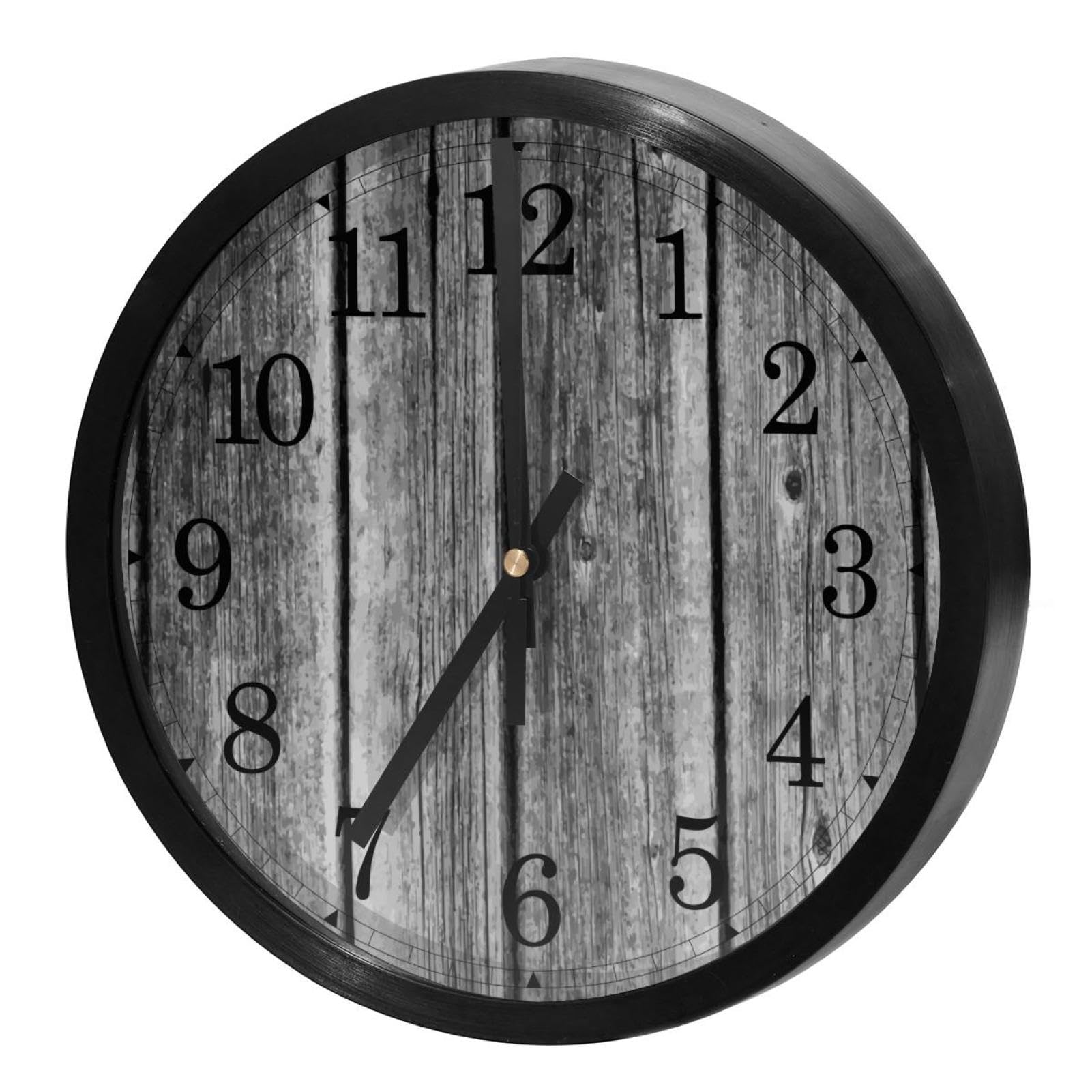 Horloge murale silencieuse à quartz coloris bois gris épuré