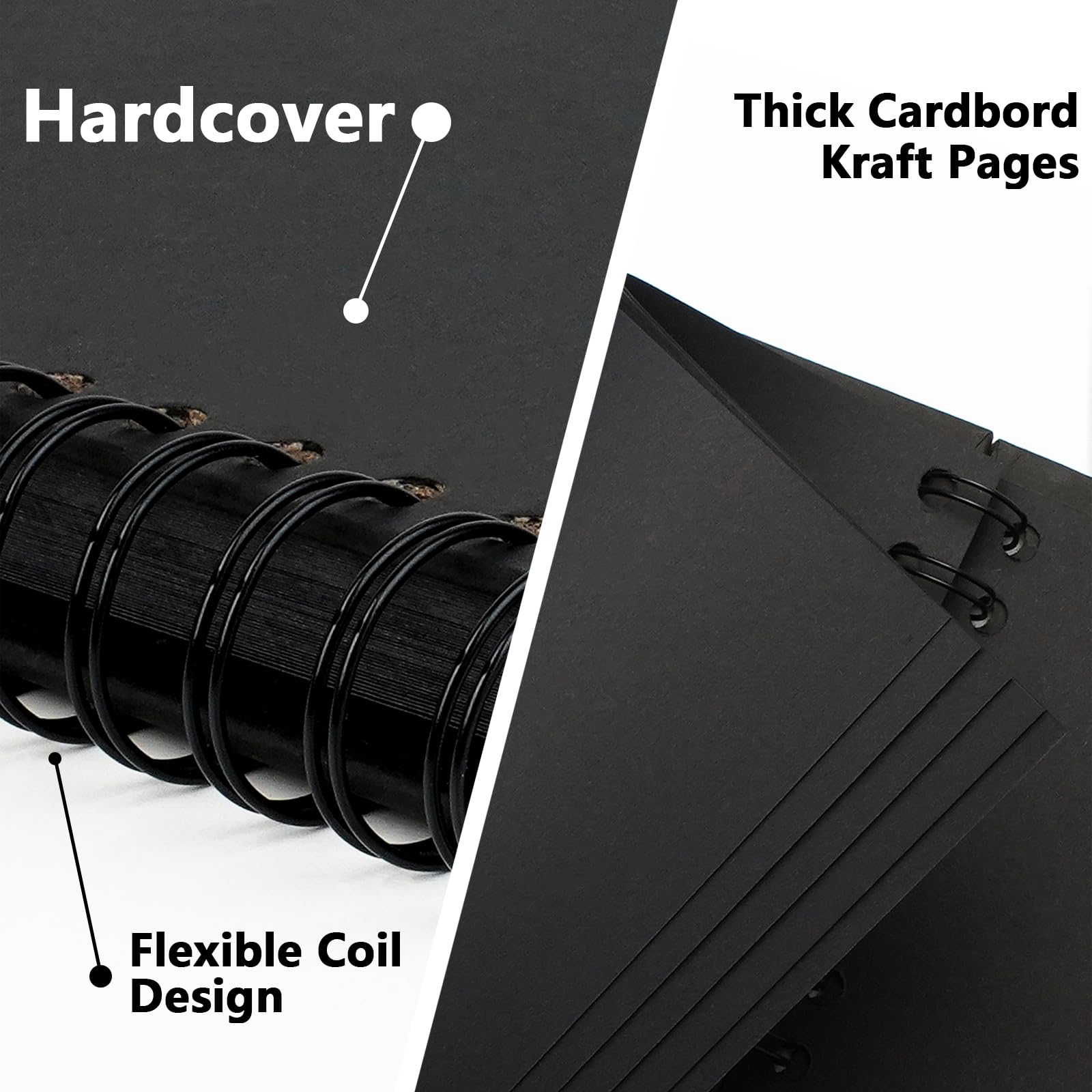 Yopih DIY Scrapbook Album 28x20.5 cm Hardcover Kraft Paper Scrap Book with 20 Sheets Memory Book for Family and Wedding Photography Black - Image 3