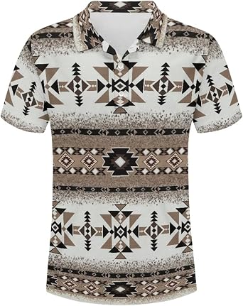 Pinupub Polo Shirt for Men Casual Regular Fit Short Sleeve Golf Shirts Summer Beach Button Up Hawaiian Outfits