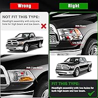 Vista 2 de for 2009 2010 2011 2012 2013 2014 2015 2016 2017 2018 Dodge Ram Headlight Assembly compatible with 09-18 Ram 1500/10-18 Ram 2500 3500 Chrome Housing