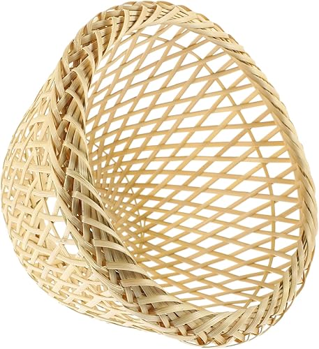 Pantalla de bambú tejida para lámpara con soporte de plástico, lámpara de bambú para granja, pantalla colgante rústica, pantalla natural, tejida a