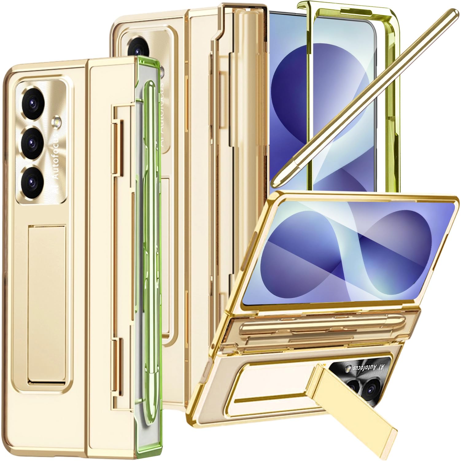 NINKI Custodia per Samsung Galaxy Z Fold 8 con protezione per cerniera, penna stilo inclusa, protezione esterna dello schermo e supporto, supporto per la ricarica wireless, copertura per telefono di