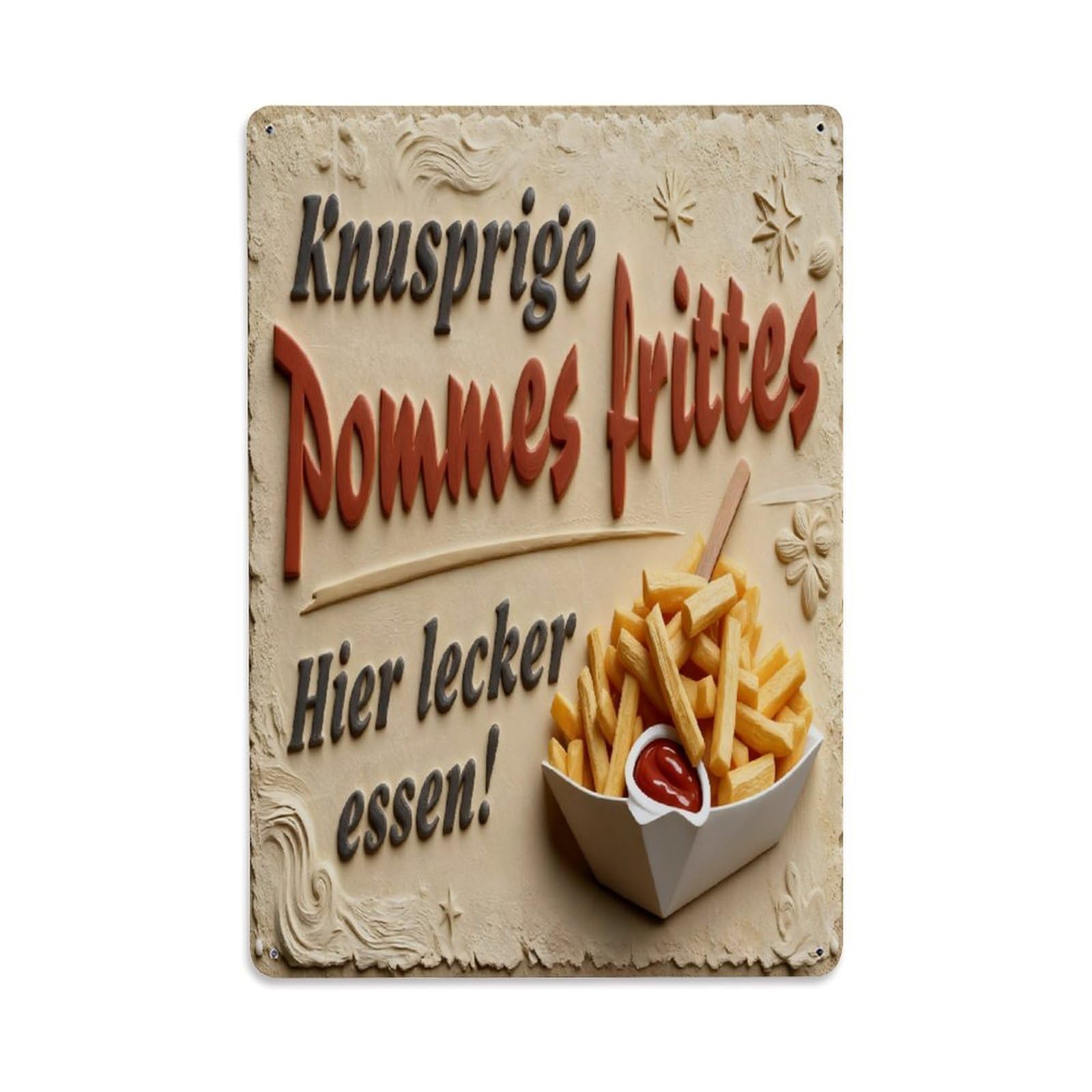 Crispy French Fries Here Tasty Food Vintage Metal Tin Sign Retro Wall Decor, Bar Garage Cafe Kitchen Home Wall Art Poster Decoration 8x12inches