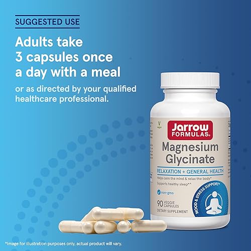 Miniatura 6 de Jarrow Formulas Cápsulas vegetales de glicinato de magnesio - 360 mg de magnesio por porción, apoya la relajación y el sueño saludable, 90 unidades,