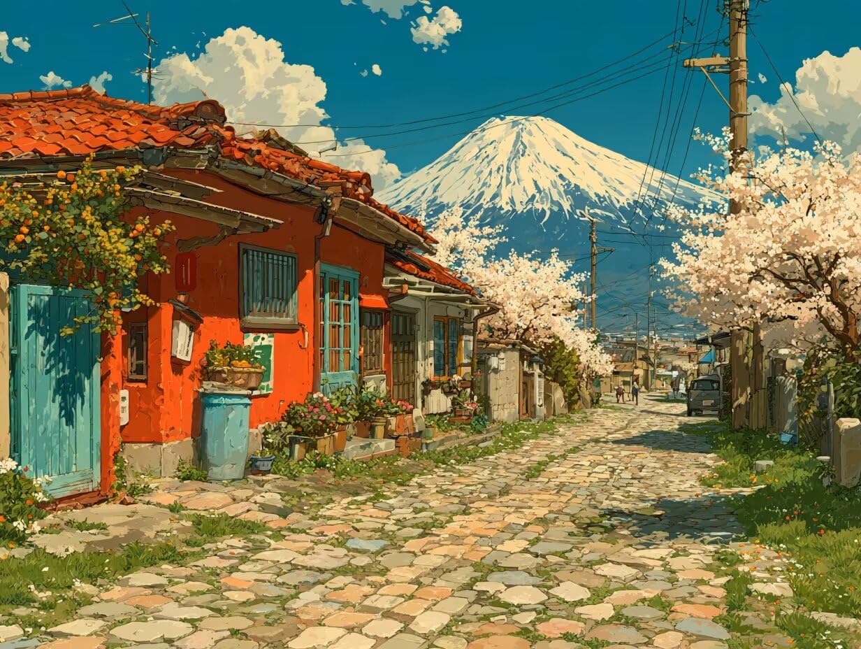 Mount Fuji Diament Painting, Widok Ulicy DIY Diamentowe Malarstwo Dorosłych, 5D Rzemiosło Dorosłych, Zestawy do rysowania diamentów, DIY Ścieg Krzyżowy Zestaw diamentów, Prezent, 135x100cm D-4546