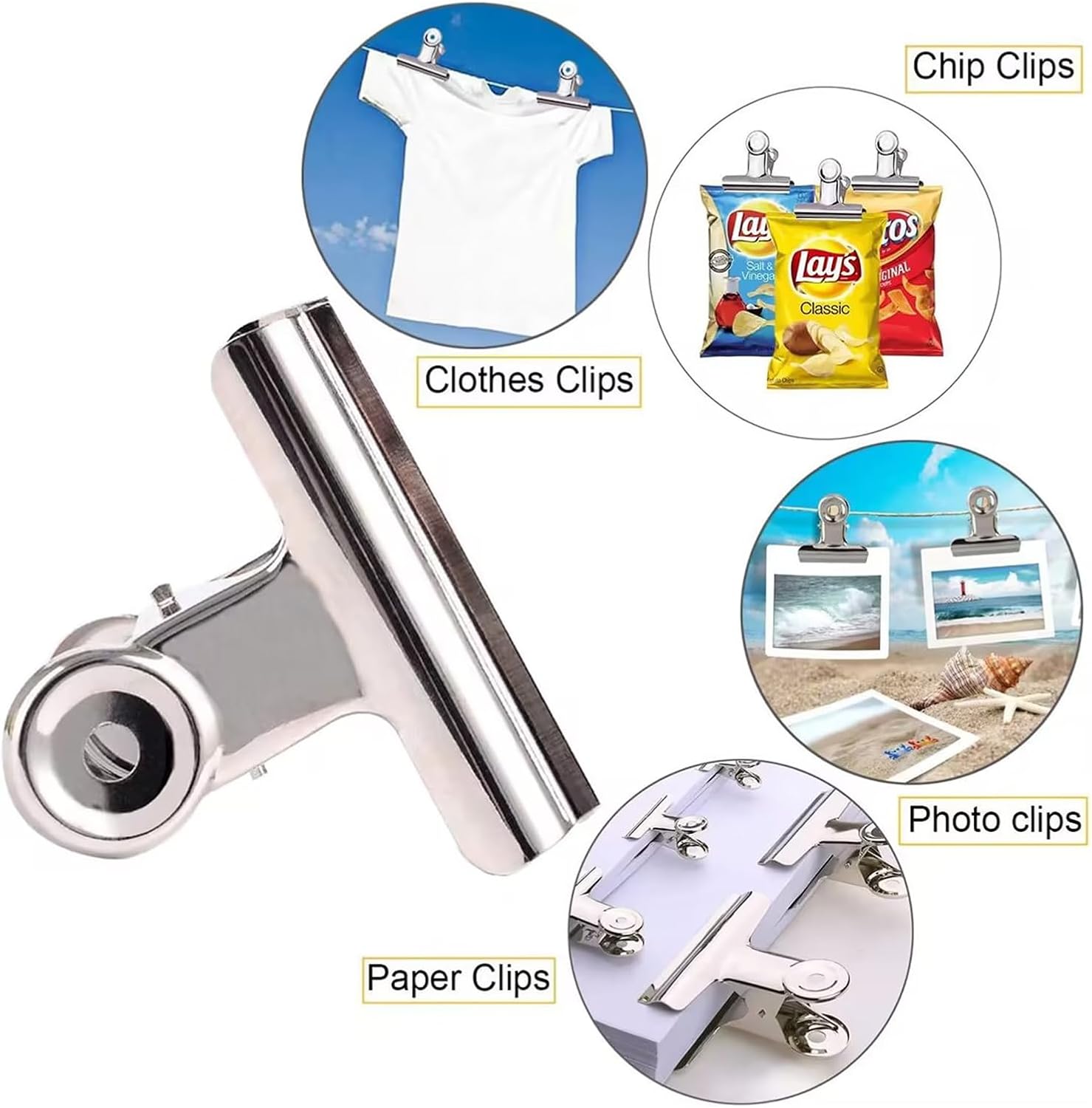 Extra Large Bulldog Clips, 36 Pack, 3 Inch, Silver, 75 mm, Food Clip, Chip Clip, Binder Clips, Fold Clamps for Home School Office Supplies