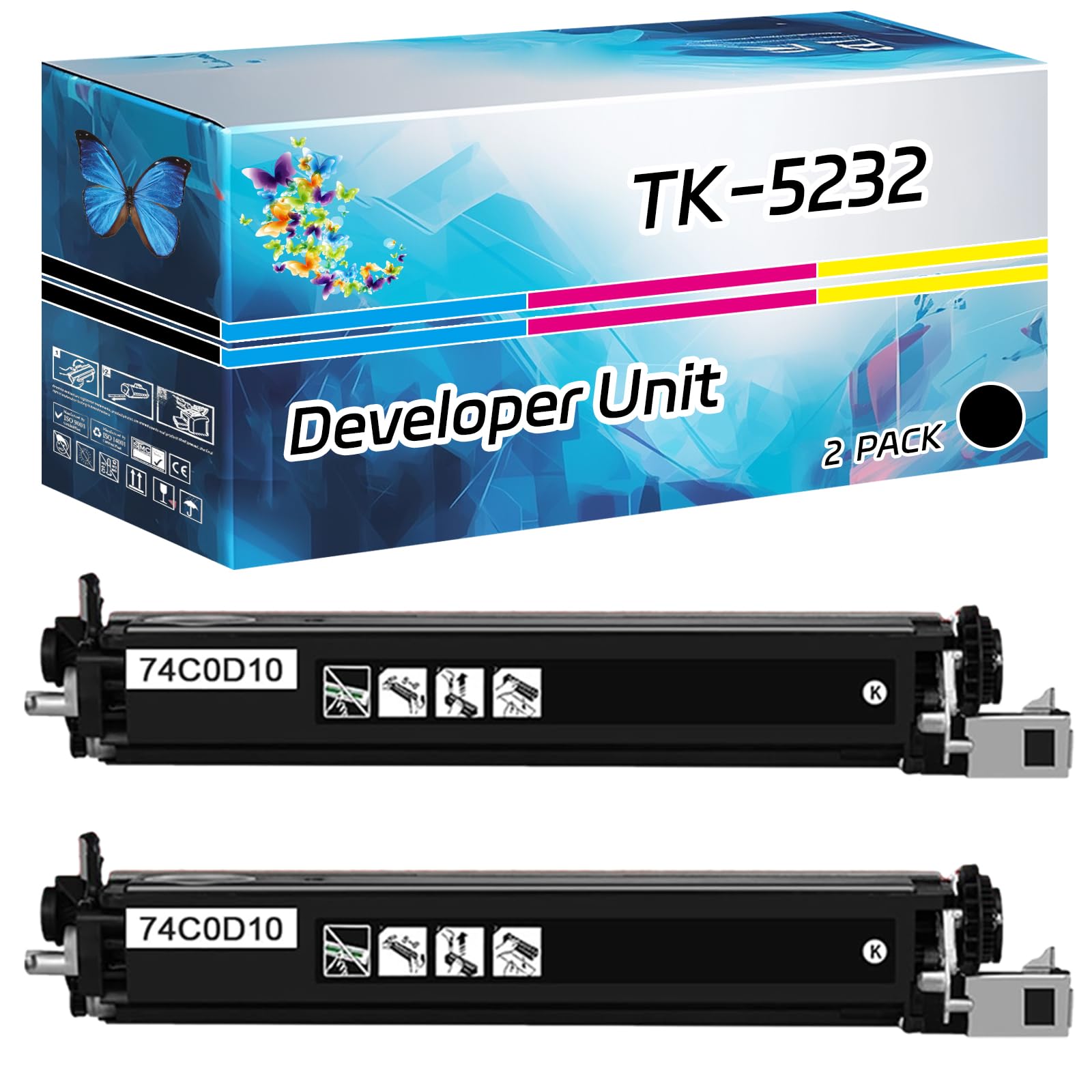 TK-5232 TK5232 Developer Unit Compatible for Lexmark CX725de CX725dhe CX725dthe XC4140 XC4150 Printers, High Yield 20000 Pages, with Chip High-Definition Printing (2 Pack Black)