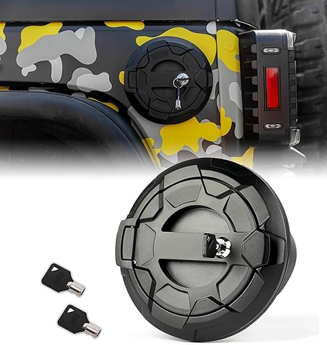 Miniatura 23 de Xprite Cubierta de tapa de tanque de gas con bloqueo compatible con Jeep Wrangler 2018-2025 JL y JLU 2/4 puertas ilimitadas, cubierta de puerta