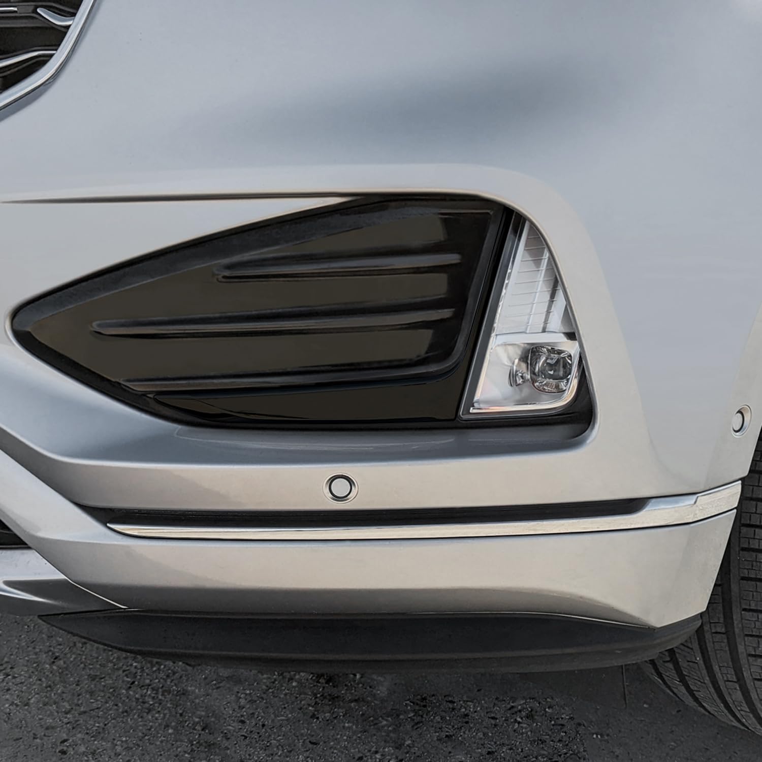 SlickMod Chrome Delete Blackout Vinyl Overlay for 2019-2024 Ford Edge Foglight Trim (Gloss Black)