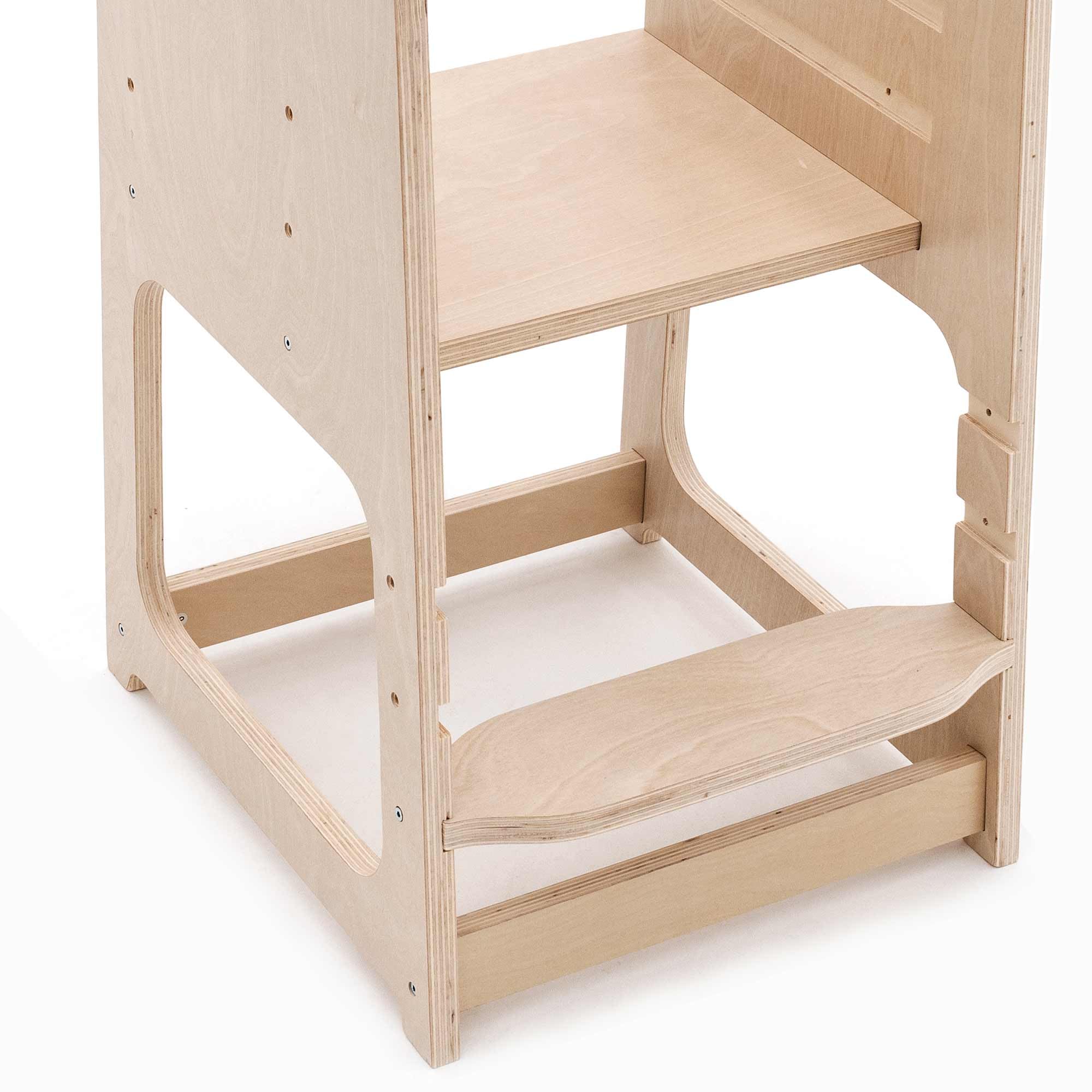 TORRE DE APRENDIZAJE MONTESSORI DE ECO MADERA "EVOLUTIVE" CON ALTURA AJUSTABLE Y BARRA DE SEGURIDAD 40 X 44 X 90 CM Cuidado personal y salud