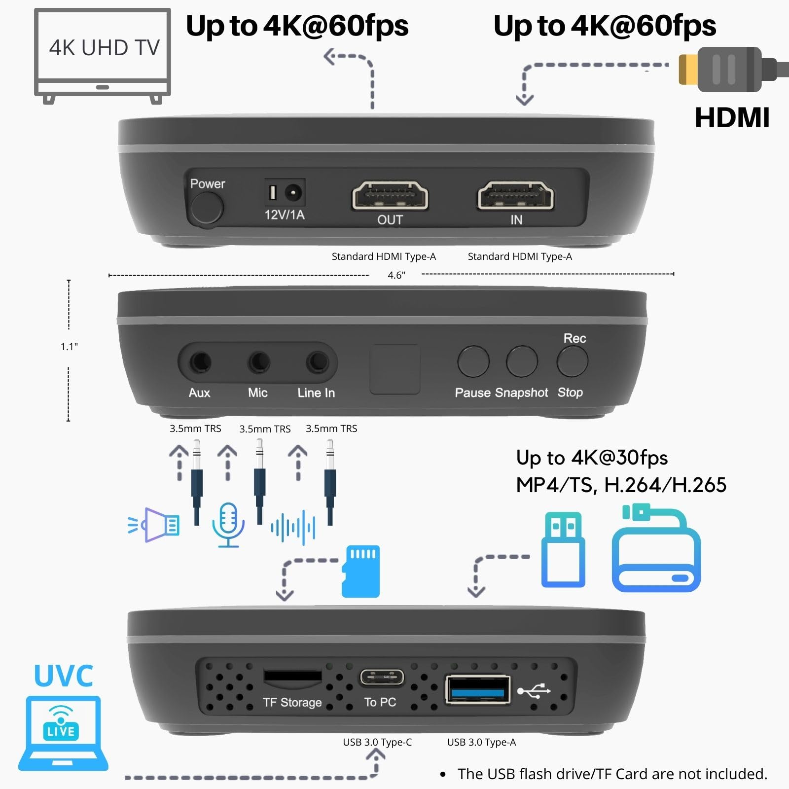 ClonerAlliance Videoregistratore UHD Pro Max 4K@24fps H.265/H.264 HDMI Capture DVR