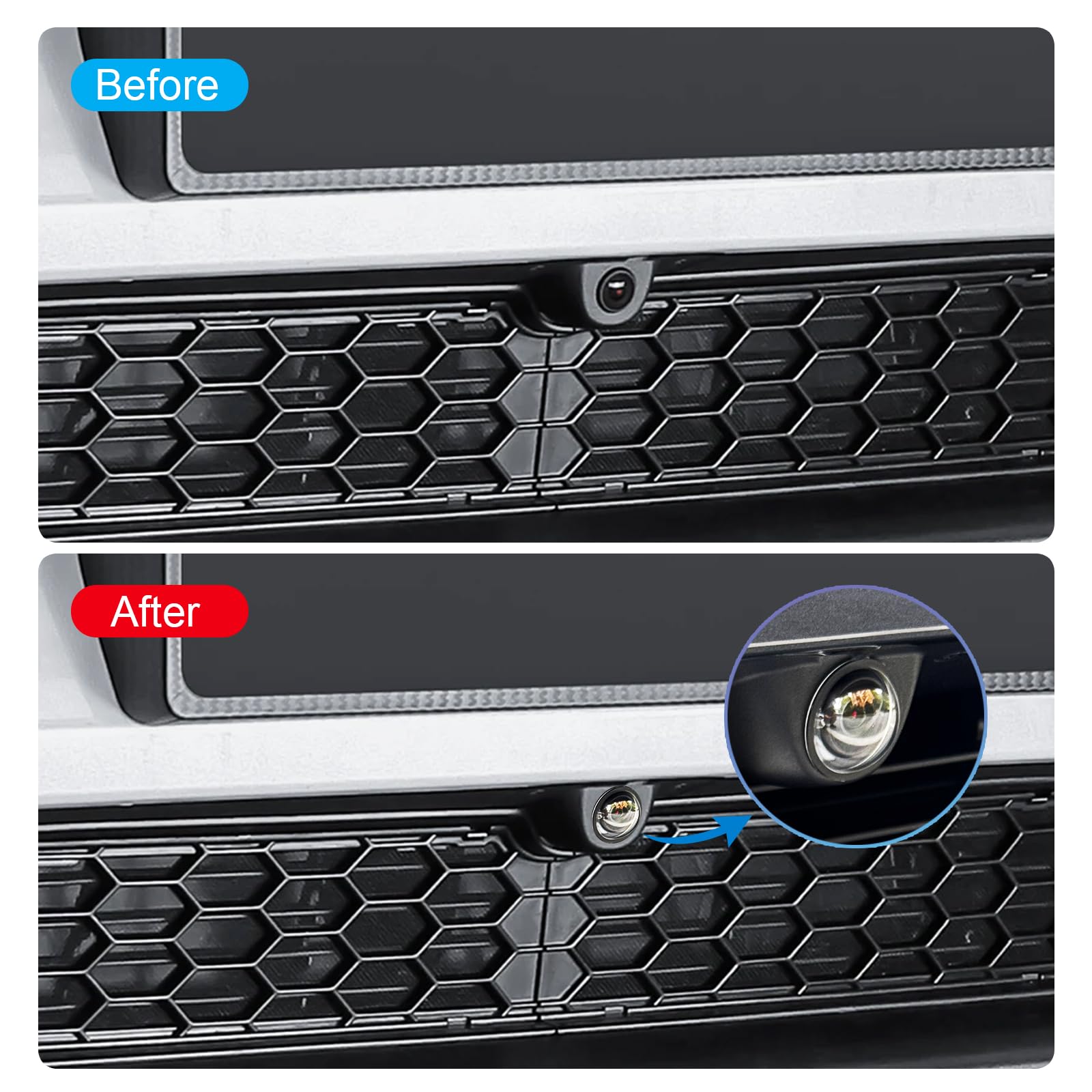 PULUZ Protection d'objectif pour Tesla Cybertruck 2025 / modèle Y Juniper 2025 / S 2025 / 3 2025 Caméra de pare-chocs avant, kit de protection d'objectif PC