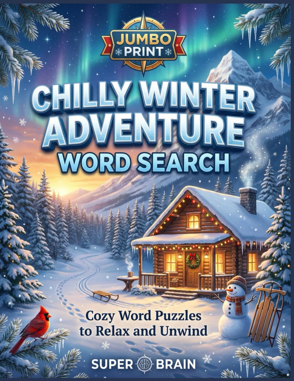 Chilly Winter Adventure: jumbo print cozy winter word search puzzles with Christmas, and Festive Themes for Adults and Seniors - Relaxing Holiday Activity