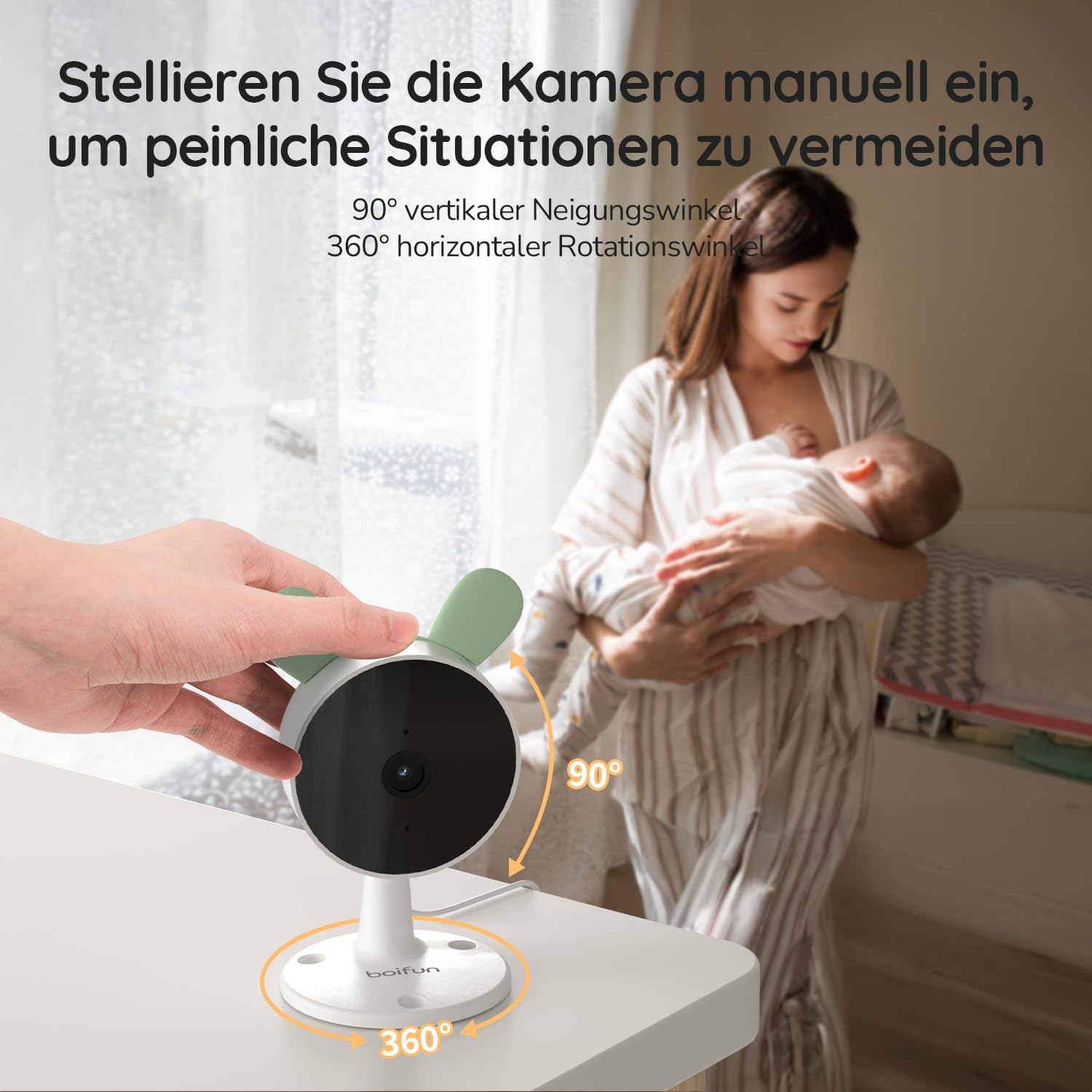 BOIFUN Babyphone mit 2 Kameras WLAN und App,Split-Screen-Ansicht,Bewegungs/Geräuscherkennung,VOX Modus,1080P HD,4×Zoom,4,3 Zoll LCD-Display Babyfon,Fütterungserinnerungen,Zonenalarme,Wiegenlied