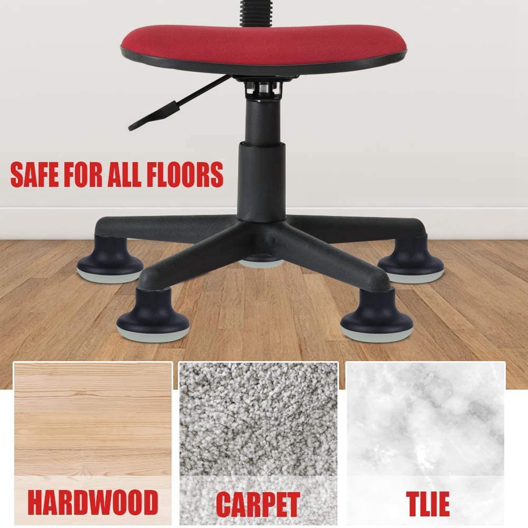 10 Piedini Di Ricambio Per Sedia Ufficio - Scivoli In Plastica, Altezza 5.1 Cm - Foto 3