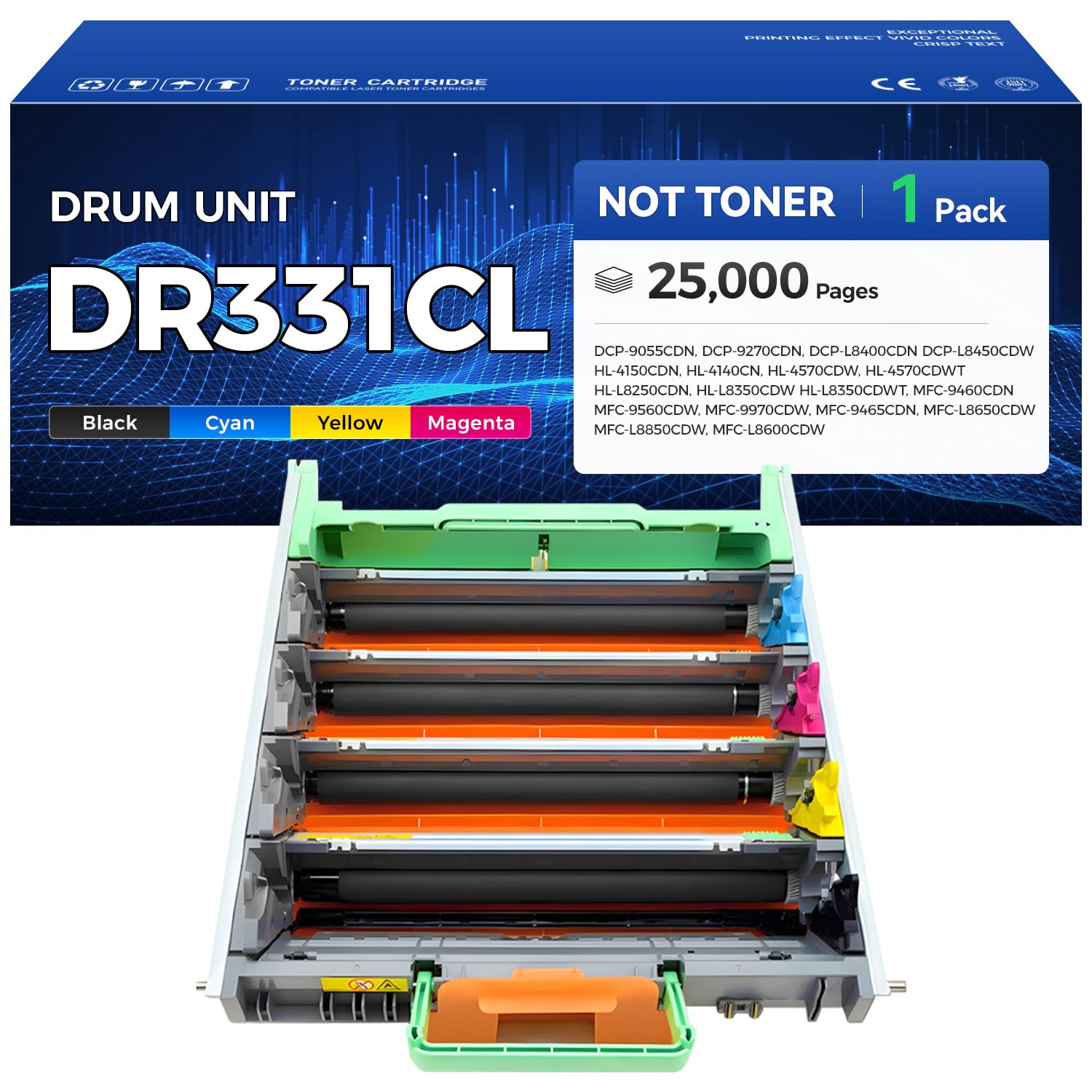 DR331CL Drum Unit Printer Replacement Compatible for Brother DR-331CL Imaging Drum MFC-L8850CDW HL-L8350CDW MFC-L8600CDW HL-4150CDN MFC-9970CDW DCP-L8400 9050 9055 L8450 HL-L8250 L8650 L8850 4570CDW