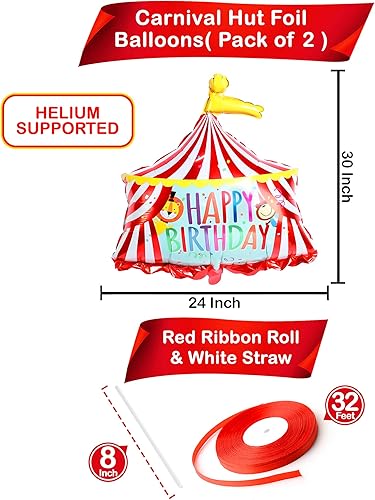 Miniatura 5 de Globo de carpa de circo de carnaval y globo de león grande, 30 pulgadas Decoraciones de fiesta temática de carnaval Globos de carnaval para
