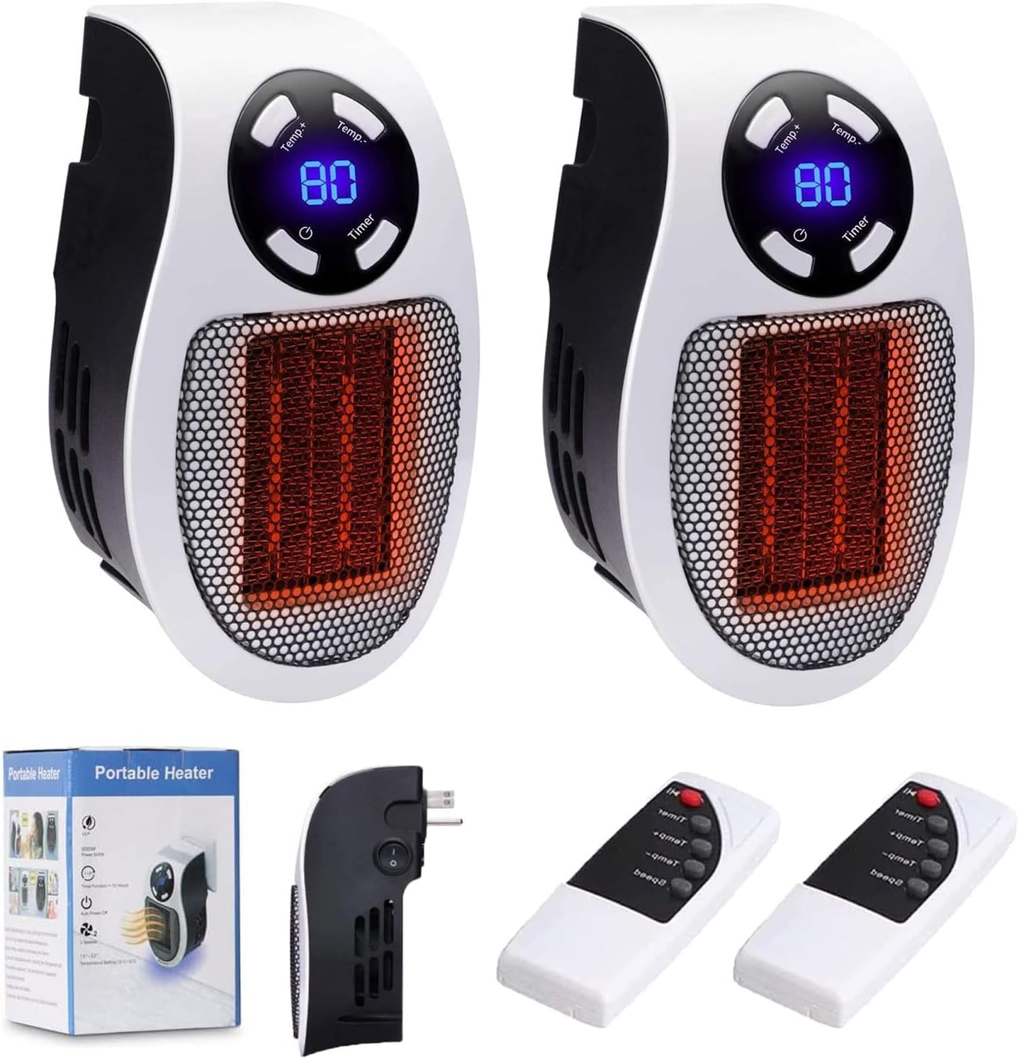 Elon Musk Ultra Air Heater with Adjustable Thermostat Timer and Led Display, Quiet Portable Heater Sponsored By Elon Musk,Home Heater By Elon Musk (2 PCS(White))