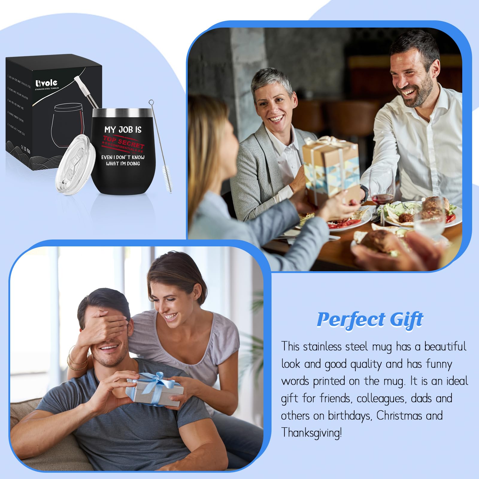 Livole Funny Gifts for Men Work Colleagues, Him, Friends, Dad, Mens Gifts for Christmas My Job is Top Secret Mug - Image 4