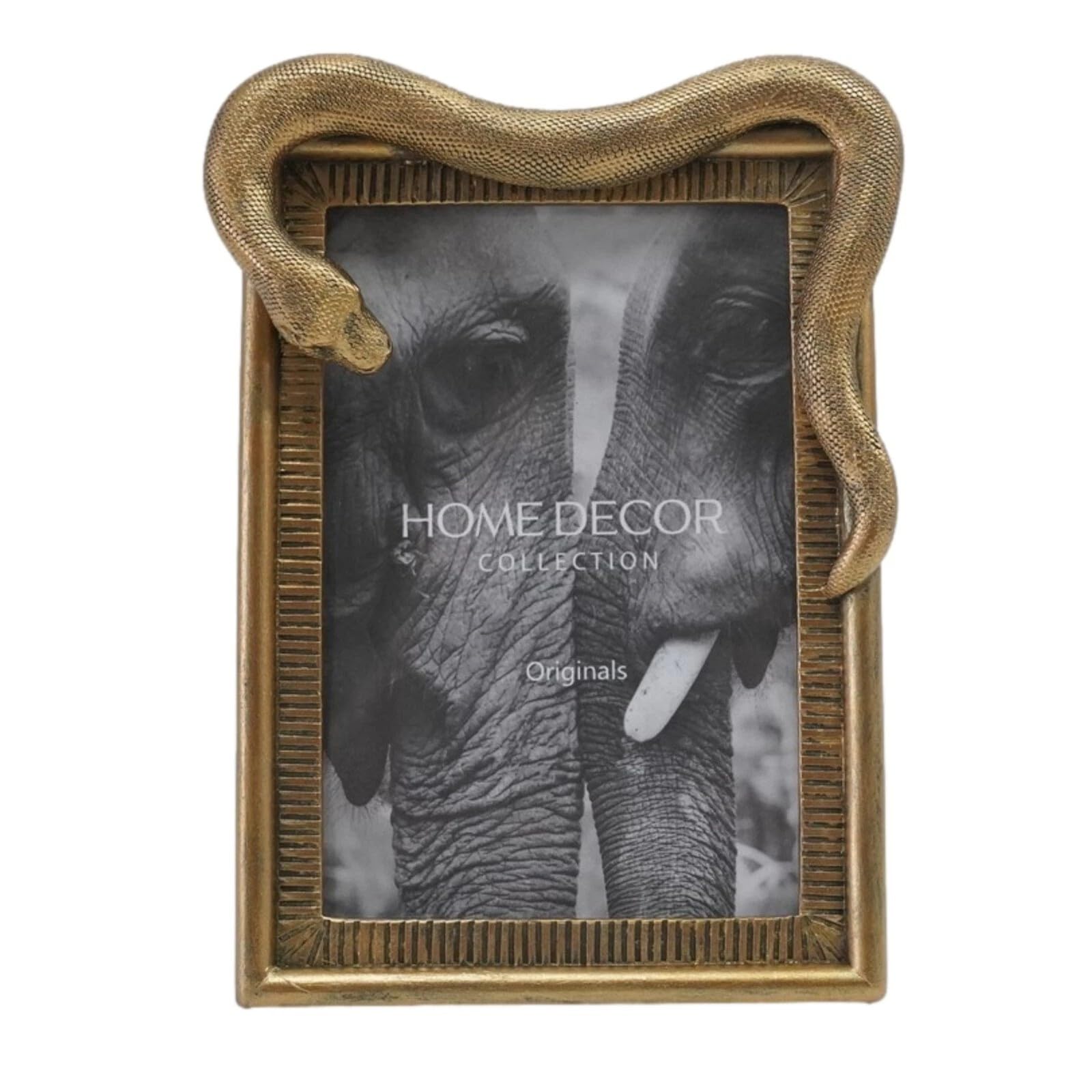 Fyne-Finds Gold Resin Snake Photo Frame 4X6inch Picture Holder Frame Sculpture Decoration Shelf Sitter Tabletop Novelty Gift