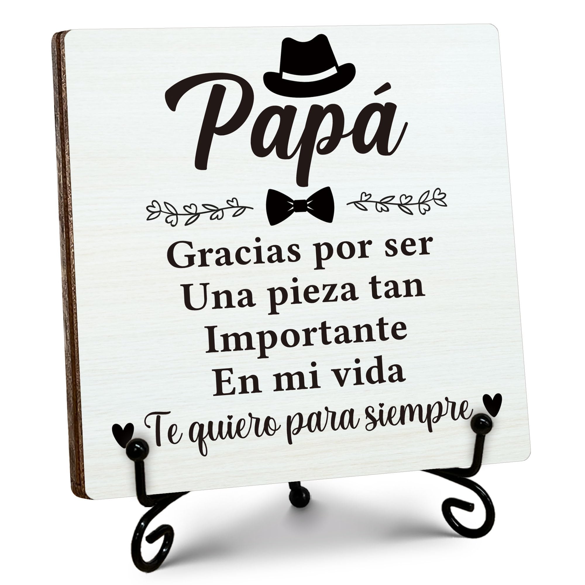 Regali per papà spagnolo da figlia, festa del papà, regalo di compleanno per papà, targa in legno con supporto, per casa e ufficio, da scrivania, regalo per papà, 12,7 x 12,7 cm, B13
