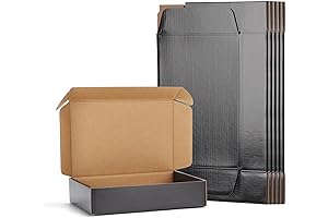 EXYGLO 6 Pack 9x6x2 Black Corrugated Cardboard Boxes for Packaging