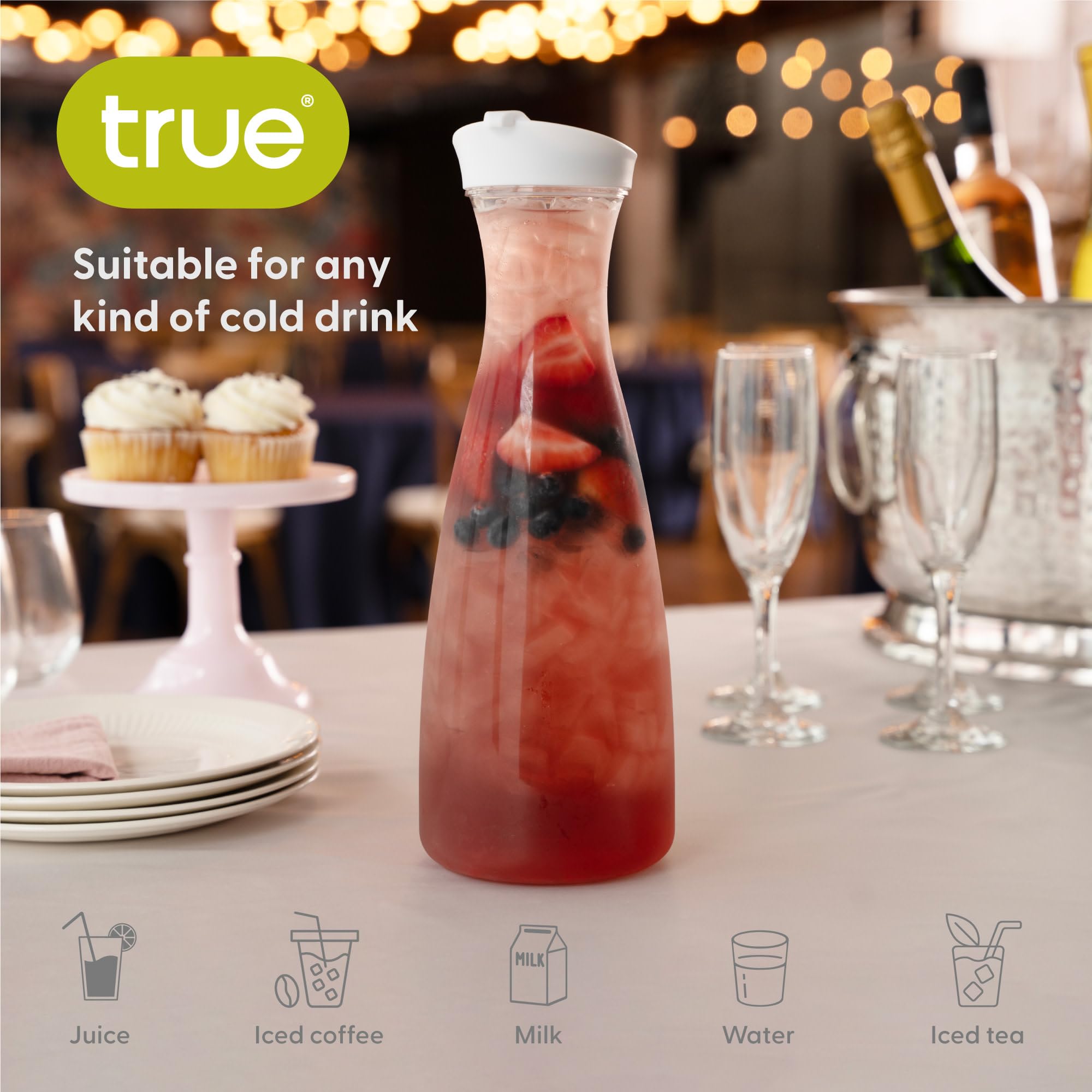TRUE 54oz Water Carafe with Lid - Party Drink Dispenser -5