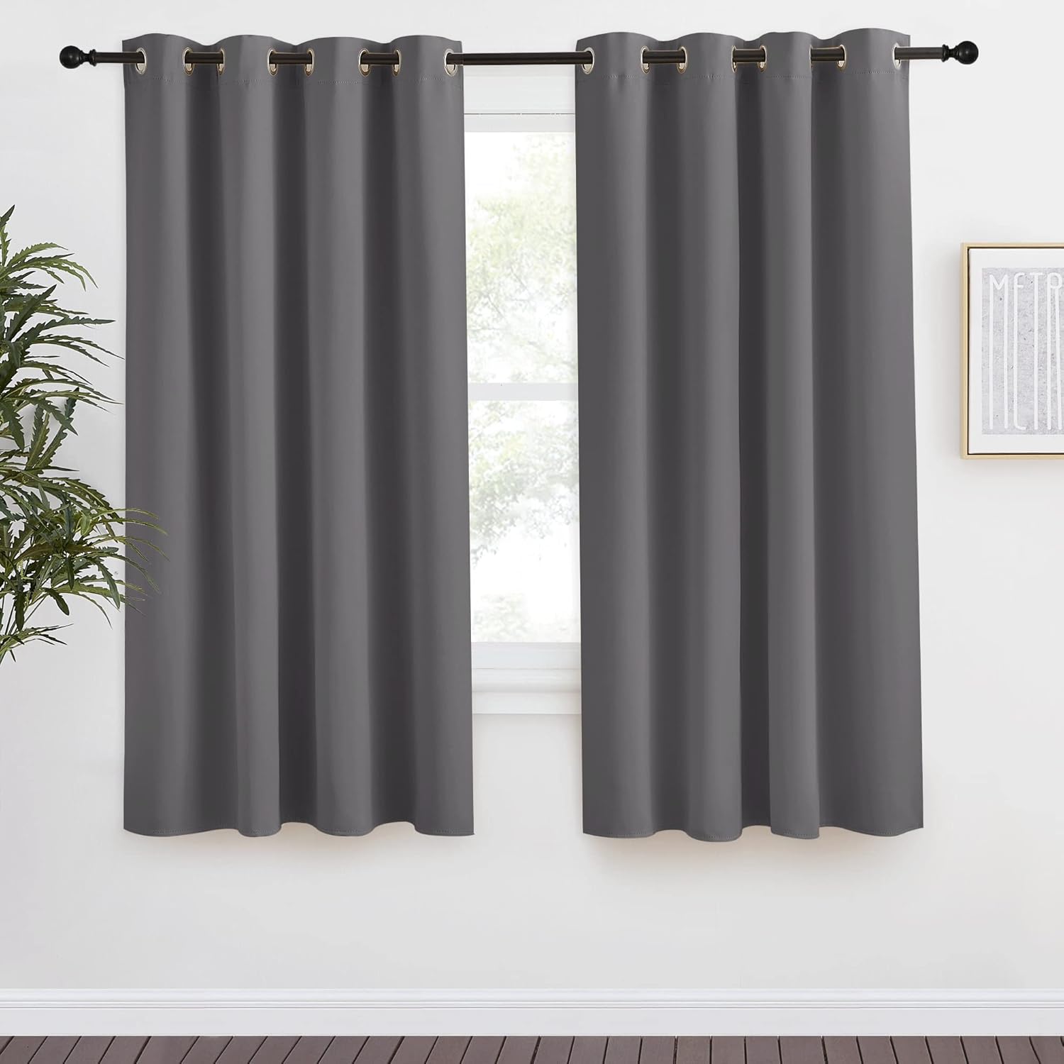 NICETOWN Grey Blackout Curtain 68 inch Long, 55 inches Width, 1 Panel, Thermal Insulated Window Treatment with Grommet Room Darkening Thermal Insulated Panel for Bedroom/Living Room Grey 55"W x 68"L (Pack of 1)