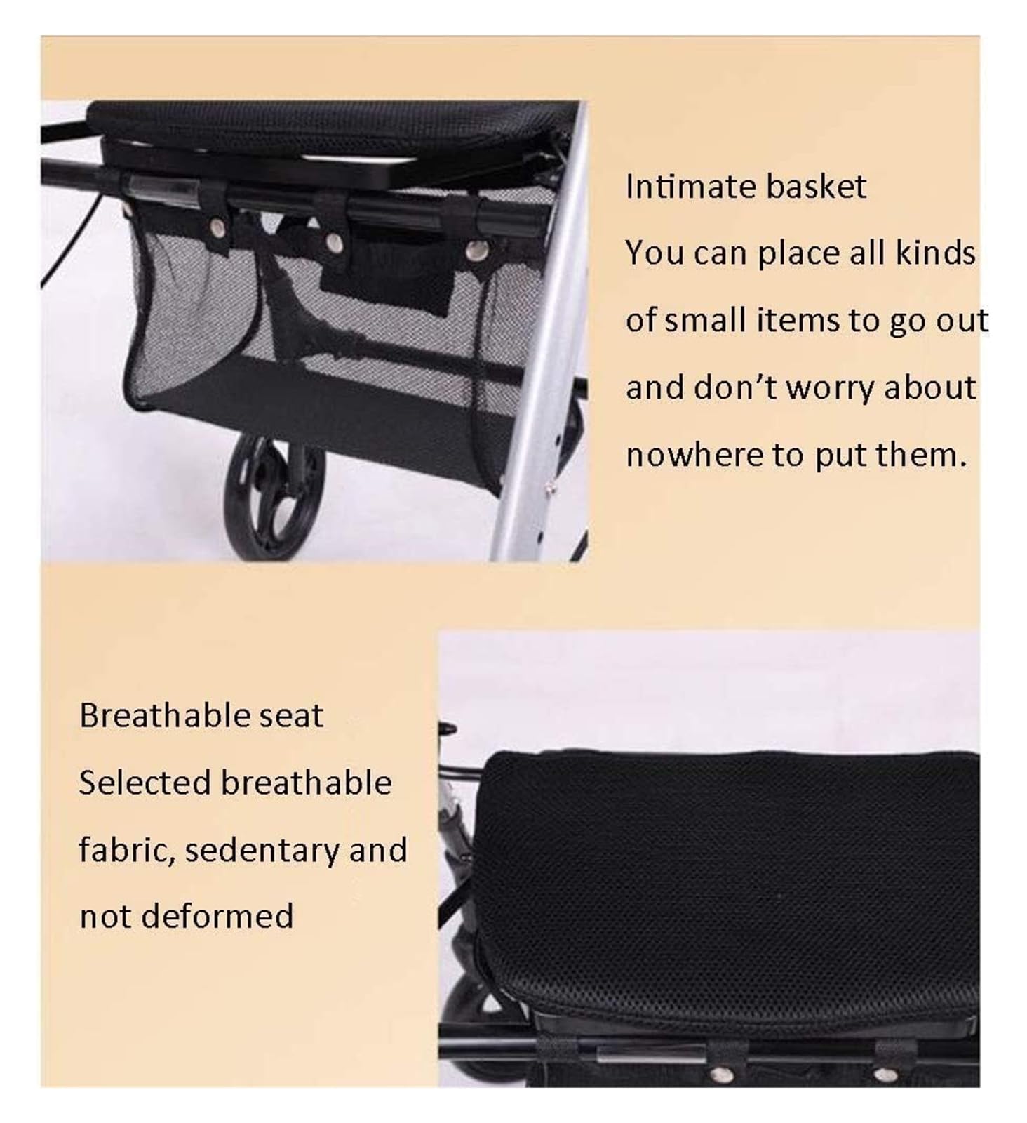 Andador Plegable, Andador Rollator, Rodillo ligero de aluminio de 4 ruedas plegable con freno de mano con asiento acolchado rodillo ayuda ajustable for personas mayores