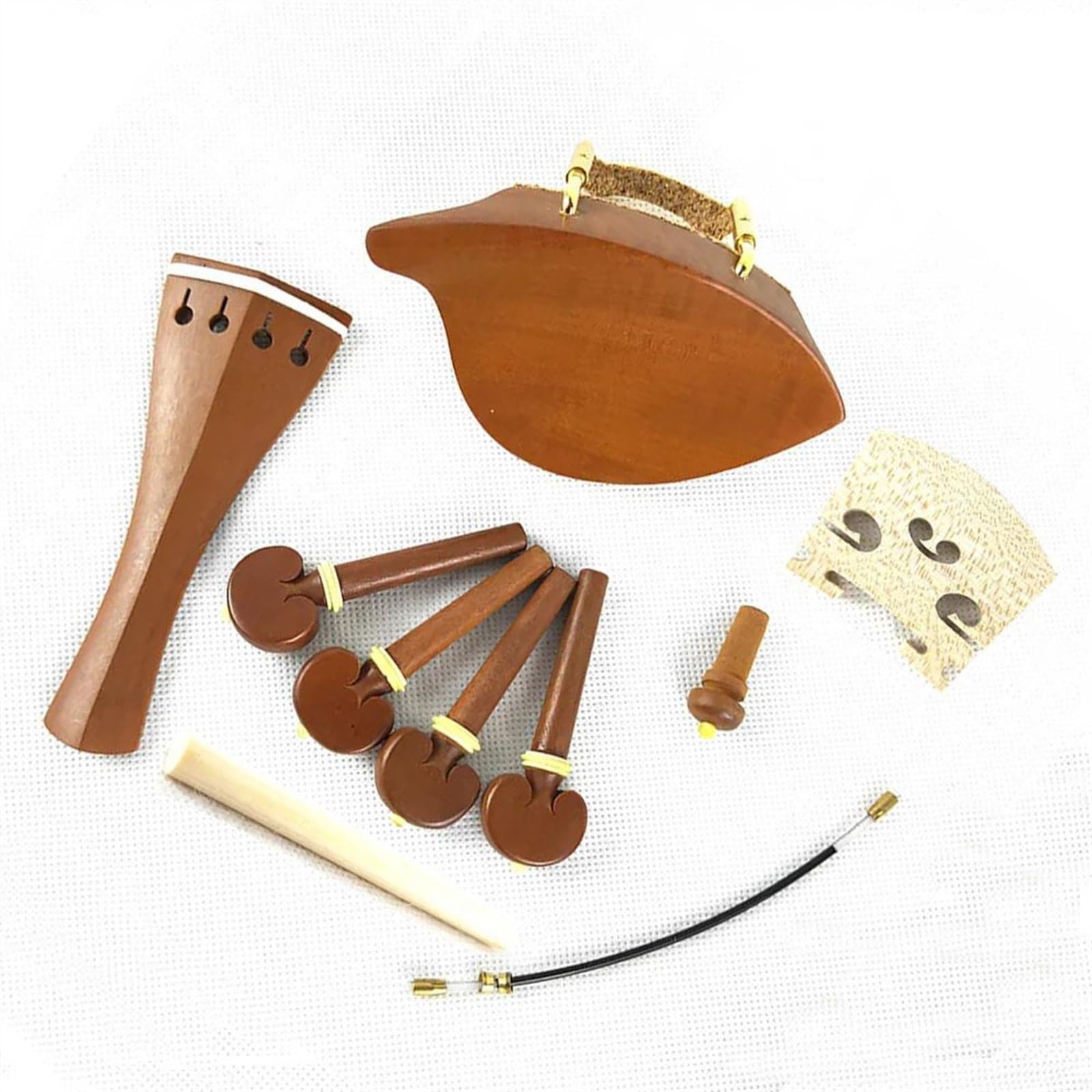 Il set di raccordi per violino in legno di bosso 4/4 include un bel ponte con perni per cordiera e mentoniera pezzi di ricambio per violino