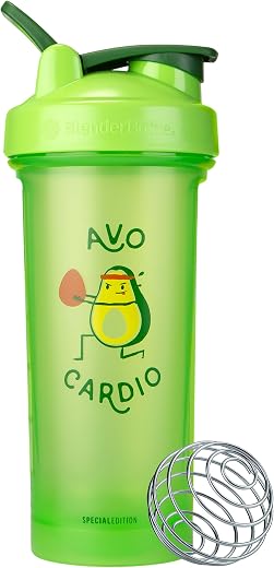 BlenderBottle Just for Fun Classic V2 Shaker Bottle Perfect for Protein Shakes and Pre Workout, 28-Ounce, Avo Cardio