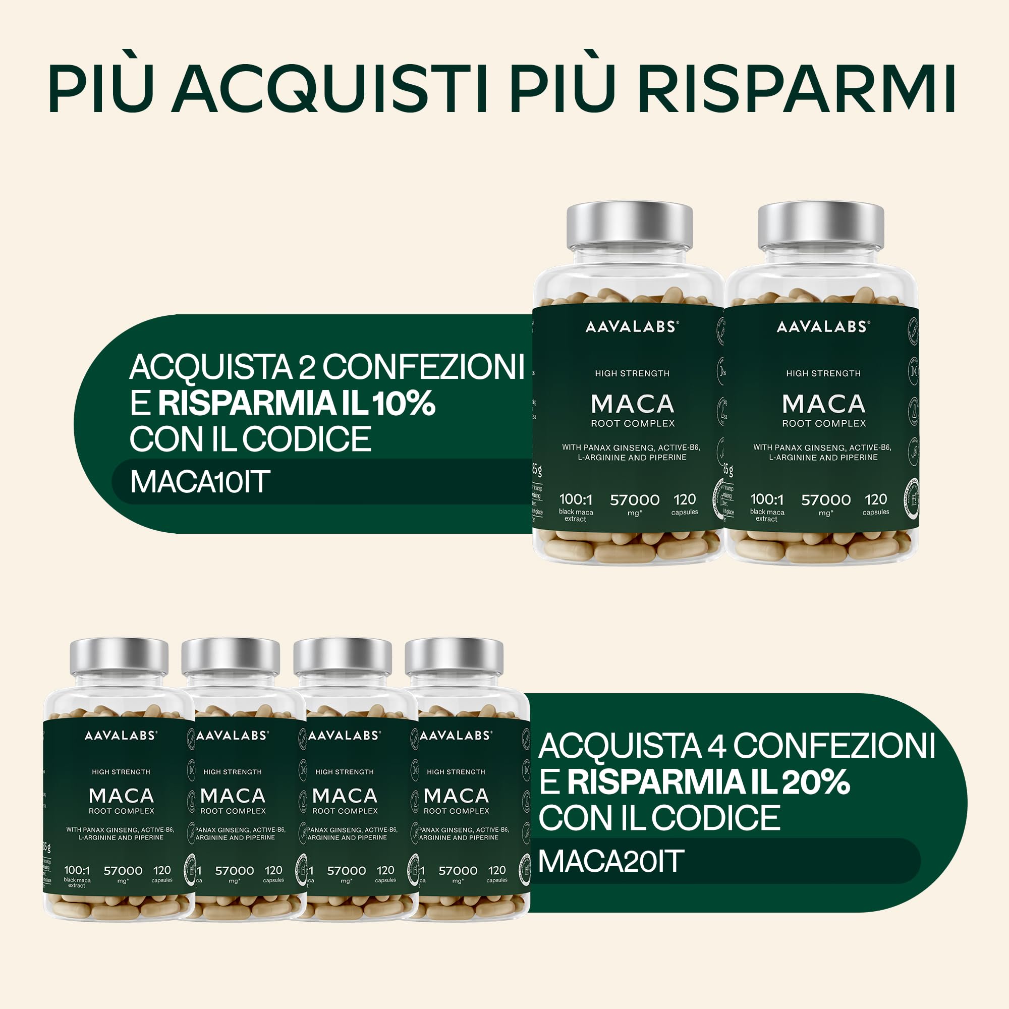 Maca Peruviana 57000mg | Estratto 100:1 di Black Maca Nera Extra Forte + 10:1 Maca Gialla con L-Arginina, Panax Ginseng Coreano, Vitamina B6 P5P, Pepe Nero - Integratore Uomo Donna - 120 Capsule