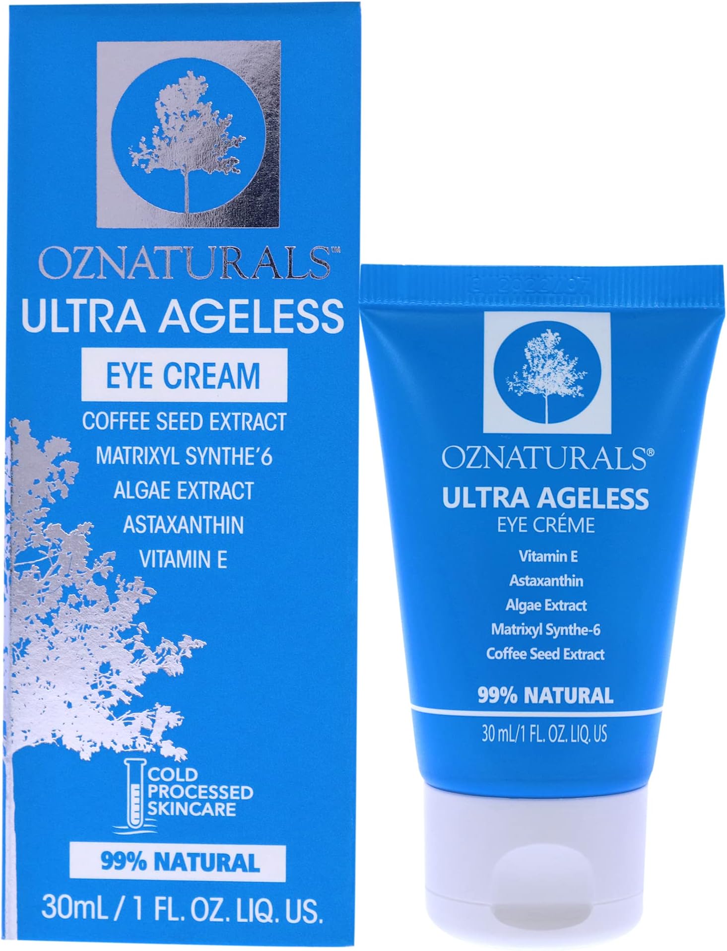 OZNaturals Anti Aging Eye Cream: Ultra Ageless Eye Creme for Men & Women - Under Eye Cream Treatment for Bags, Wrinkles, Crows Feet, Dark Circles, and Puffiness - Day and Night Wrinkle Cream - 1 Fl Oz