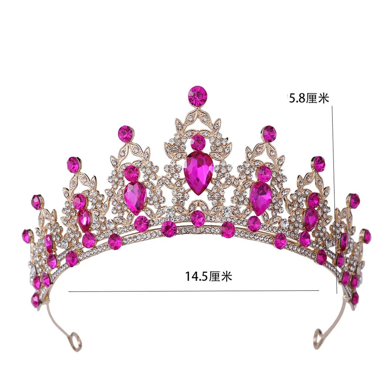 Corona di Lusso Elegante in Cristallo, Accessori per Capelli, Tiara per Donne, Festa, Corona da Sposa con Strass Rosso Viola, Gioielli per Capelli Adatti per Tiara da Matrimonio, Tiara per Compleanno