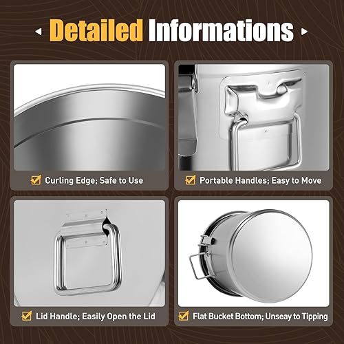 Miniatura 6 de Recipiente hermético para cocina, recipientes de almacenamiento de alimentos de acero inoxidable 304 con tapas de sellado, recipientes de cocina