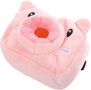Cartoon Animal Convenient and Practical Plush Pink Tissue Box Holder Decorative Tissue Dispenser, Soft Napkin Case Adornment for Car and Bedroom for Travel and Home Use
