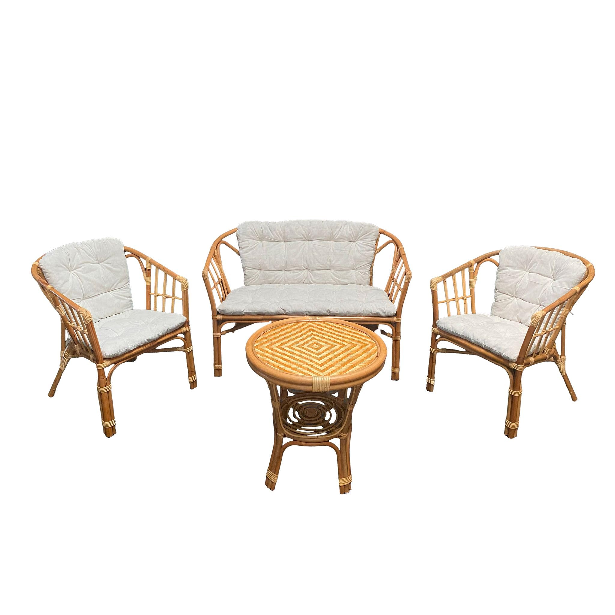 milani home - salotto da giardino in rattan wicker color miele, set lounge 2 posti con tavolino per terrazzo e portico