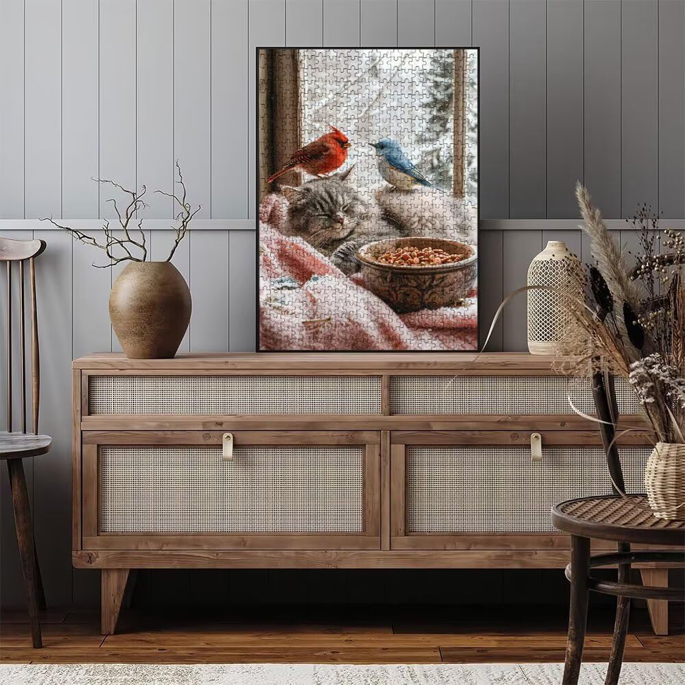 Katze Vogel Puzzle 4000 Teile, Klassische Puzzles, Geschicklichkeitsspiel Puzzle für Erwachsene, Puzzlespiele für Die Ganze Familie, Mit Schöner Verpackung, Dekoration Puzzles DX0YL3-643