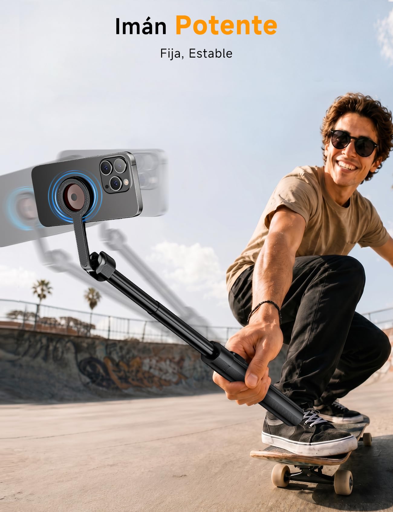 ANXRE 180cm Magnético Palo Selfie Trípode para Móvil con Remoto Recargable