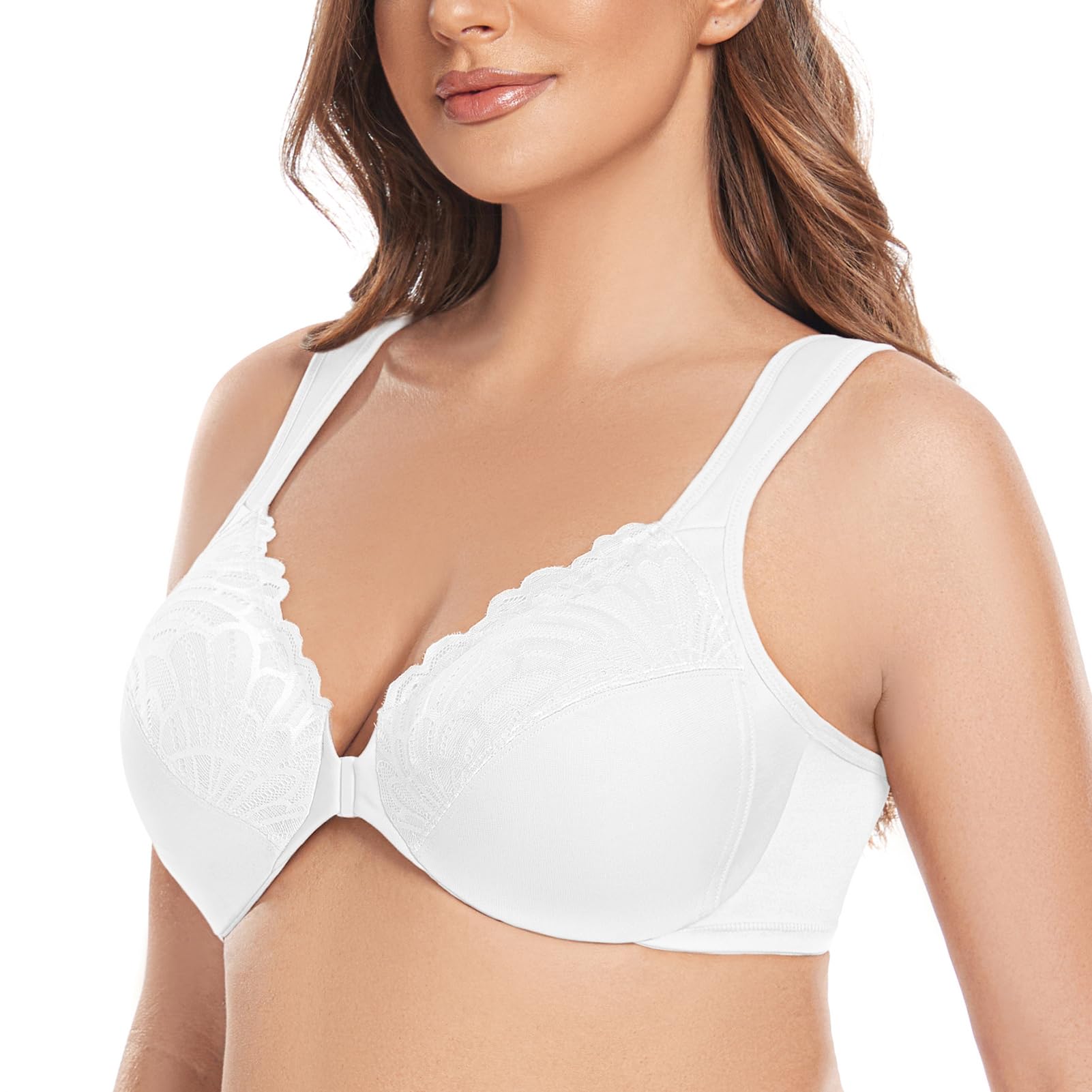 Femme avec Armature Grande Taille Dentelle Fermeture Devant Soutien-Gorge
