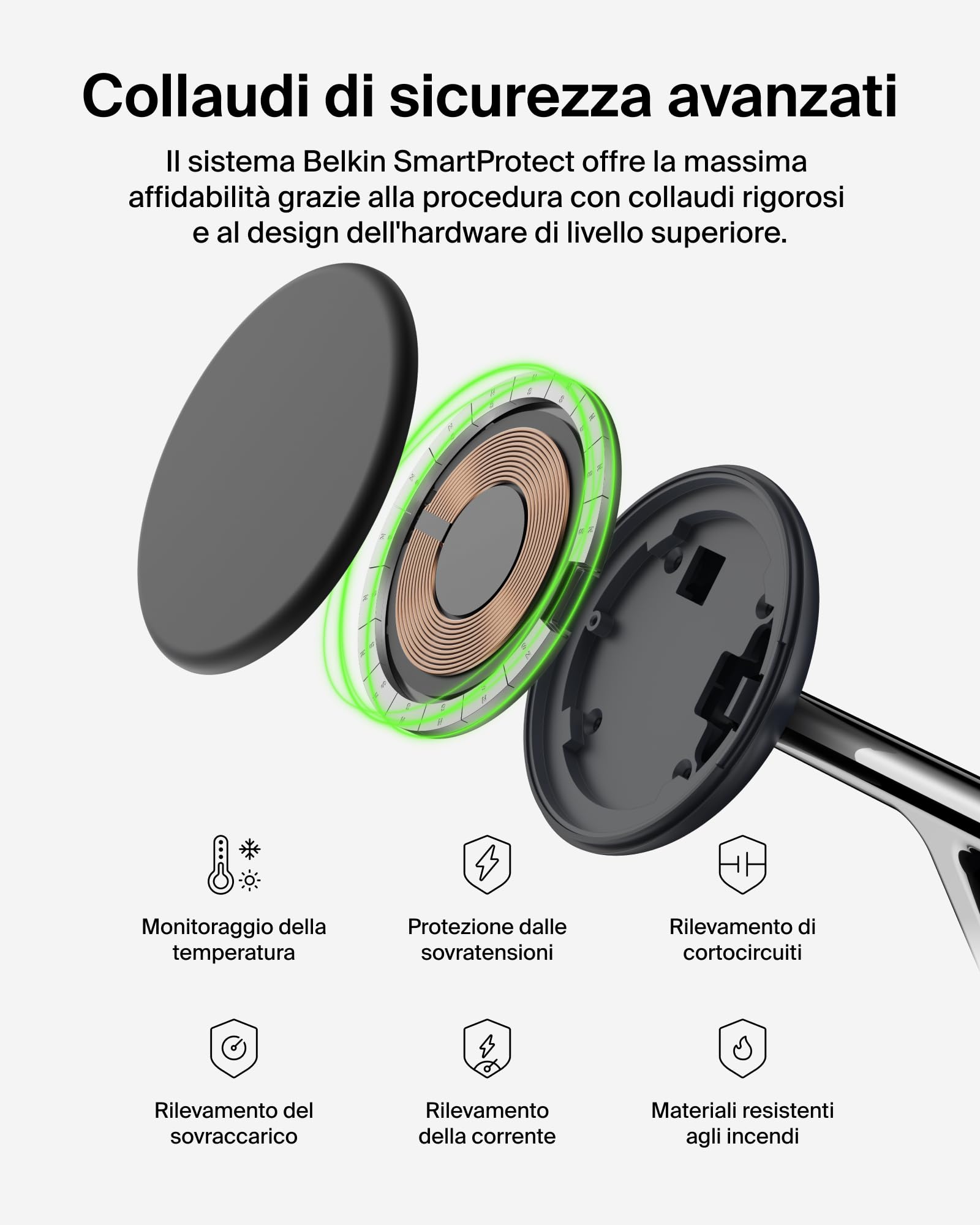 Belkin UltraCharge Caricatore Wireless Qi2.2 25W 3 in 1 - Nero | Caricatore Wireless Magnetico MagSafe, Certificato Qi2.2 per iPhone, Apple Watch, Auricolari, Cavo USB-C e Alimentatore 45W