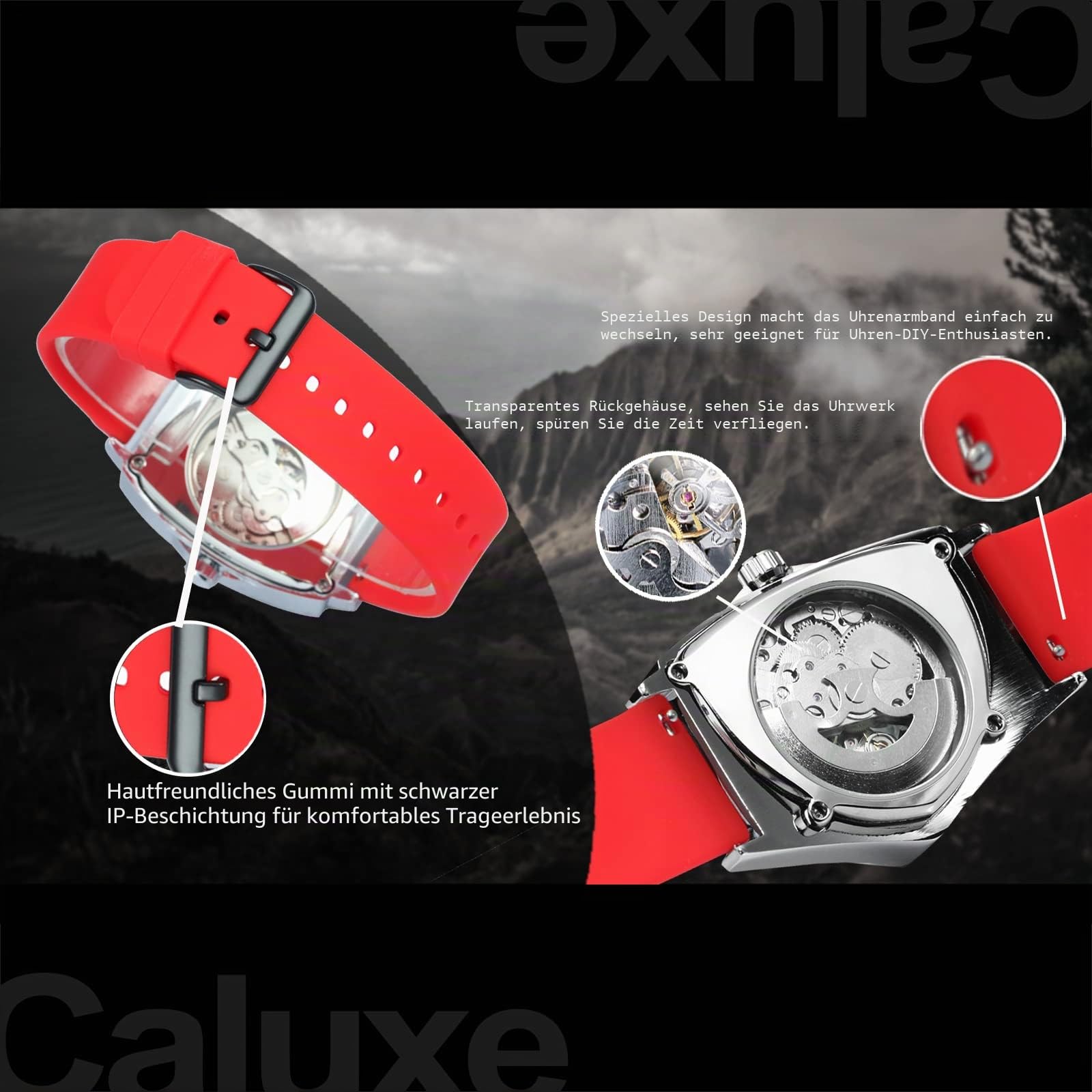 Men's Military Skeleton Automatic Mechanical Wrist Watch for Men Triangle Wristwatch