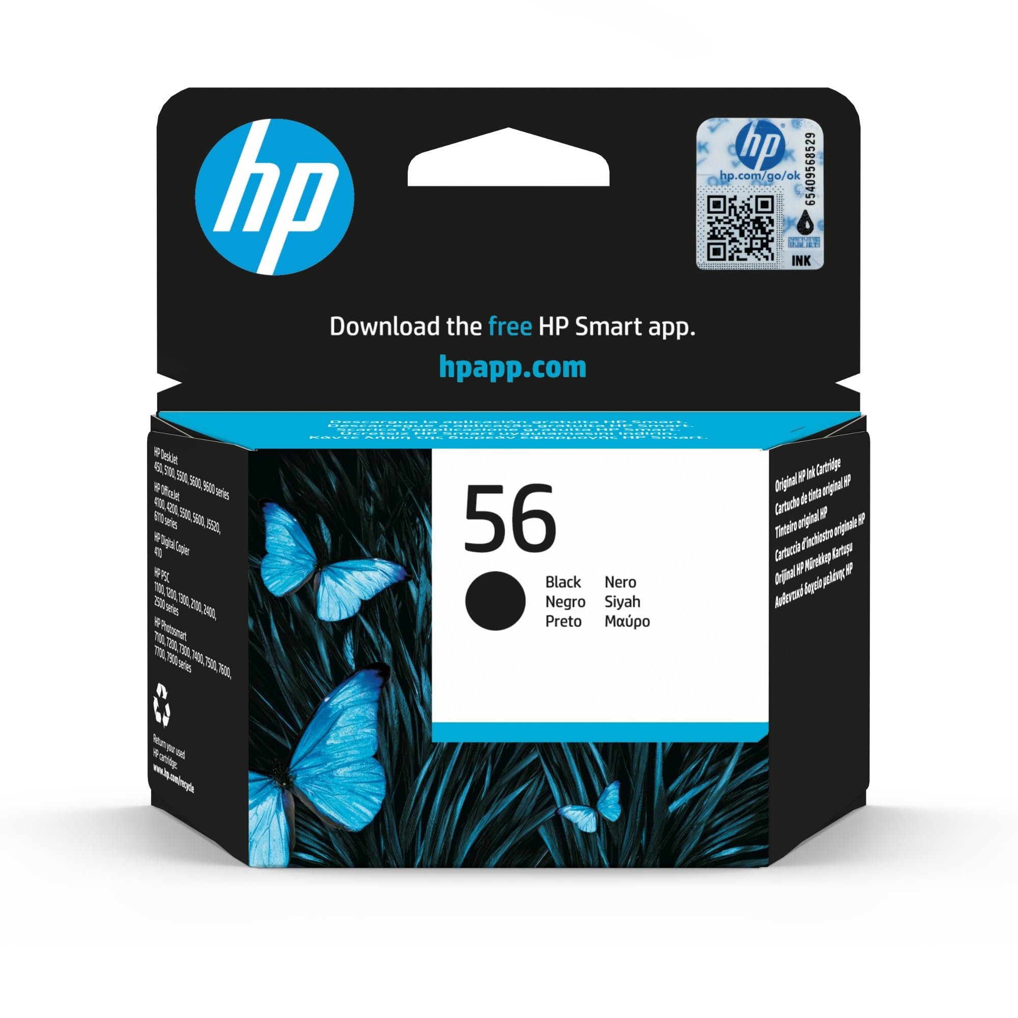 HP 56 C6656AE, Negro, Cartucho de Tinta Original, compatible con impresoras de inyección de tinta HP Deskjet 5550, Photosmart 7350, 7150, 7345, Officejet 6110, 5110