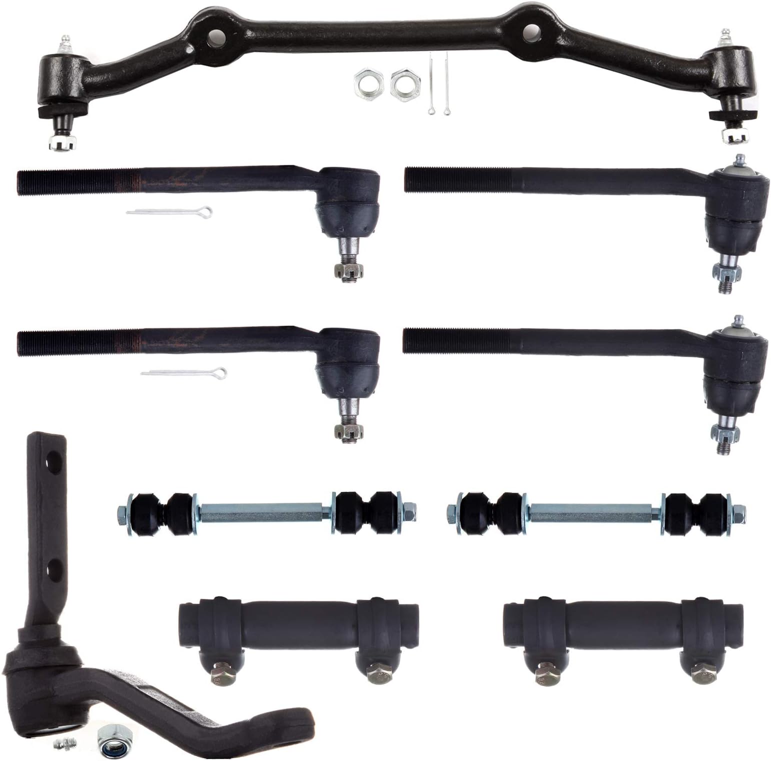 LSAILON 10pcs 2WD Inner Outer Tie Rod End Adjusting Sleeve Sway Bar Link Center Link Idler Arm Fit 1996-2005 For Chevy Blazer 1996-2003 S10 1996-2001 For GMC Jimmy 1996-2003 Sonoma