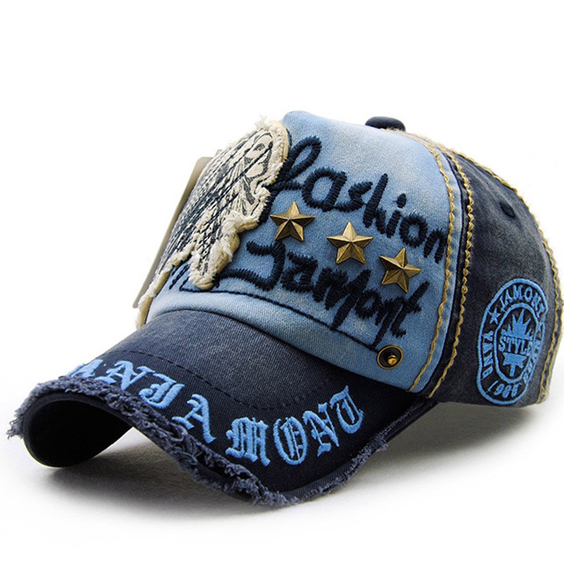Kuyou Vintage Baseball Cap, Distressed Sport Trucker Hat, darkblue, One Size