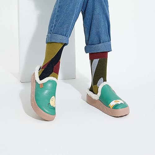 Vista 3 de UIN - Pantuflas de mujer, cómodas, modernas, pintadas con diseños artísticos, para viajar, con punta ancha, estilo informal, para el hogar