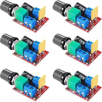 DIANN 6pcs Mini DC PWM Motor Speed Controller Adjustable Speed Regulator Control with Speed Control Switch Mini LED Dimmer 3V 6V 12V 24V 35V 5A 90W