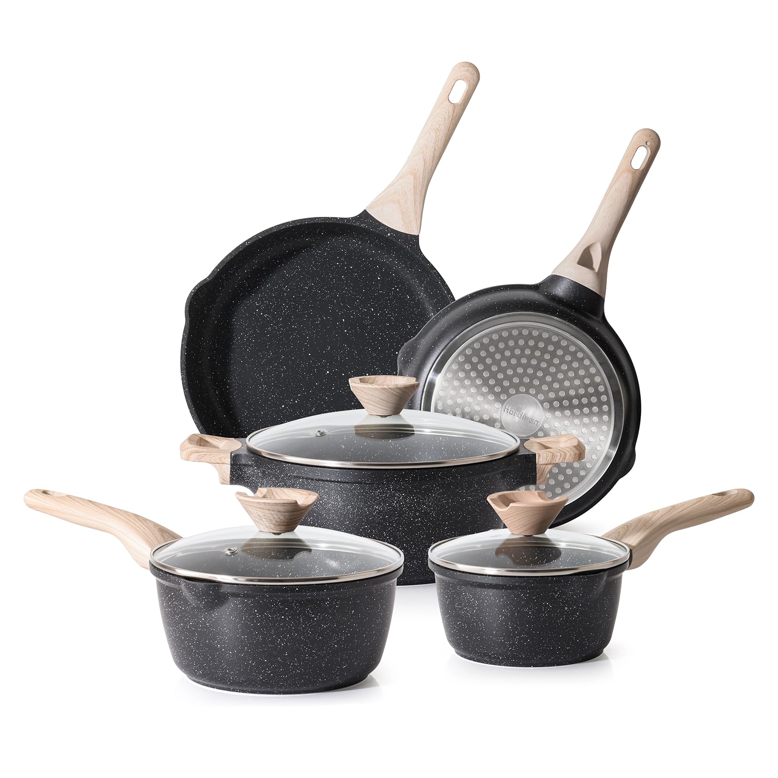 Kordisen Juego de utensilios de cocina antiadherentes, 5 piezas, juego de ollas saludables y no tóxicas, compatibles con inducción, libres de PFOA y PFAS