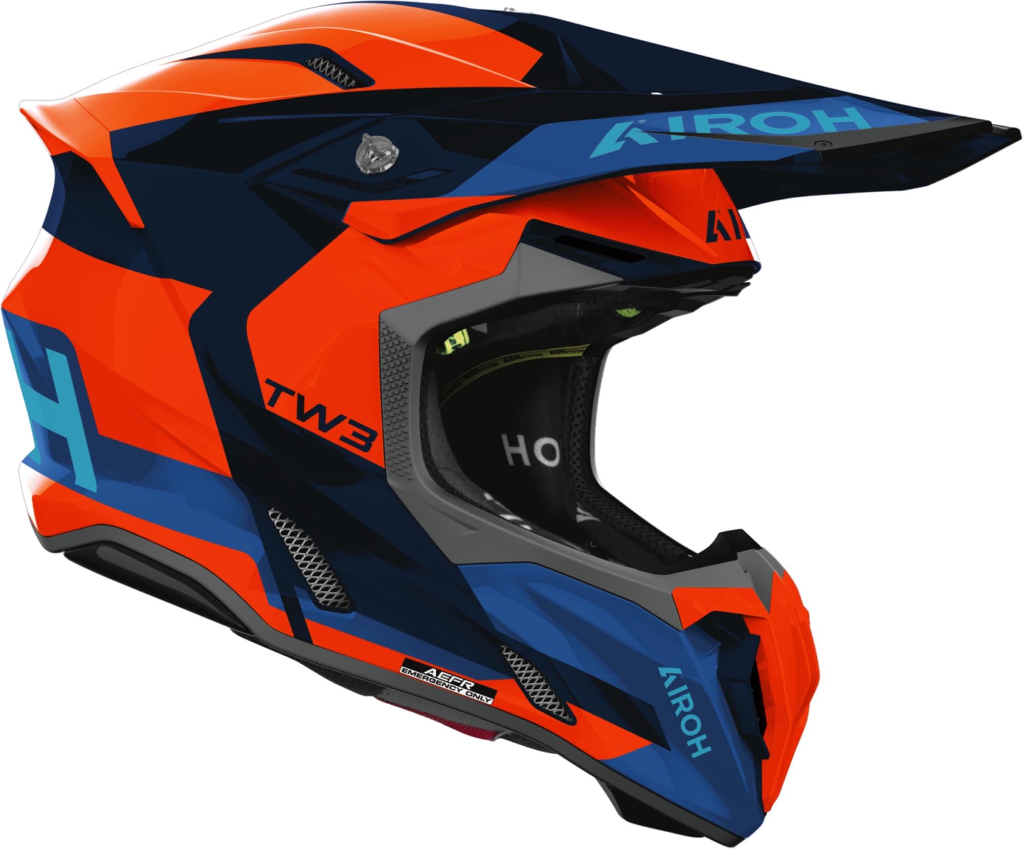Airoh Twist 3 Fancy Kask motocrossowy, niebieski/neonowo-pomarańczowy, M (57/58)